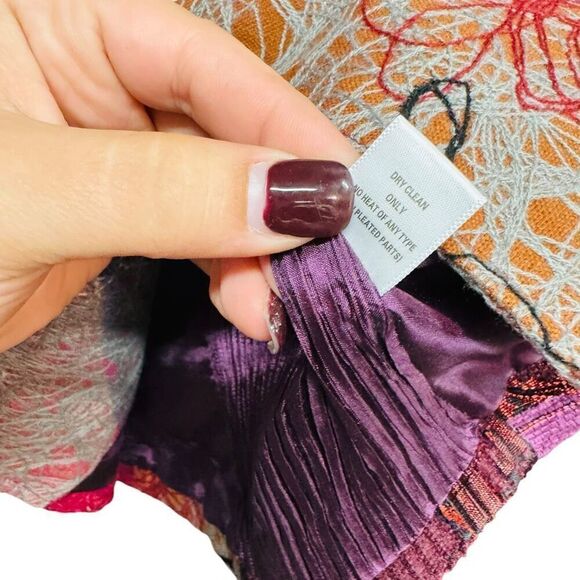 Vintage Lindi Silk-Blend Embroidered Patchwork Coat Size Small - Picture 10 of 12